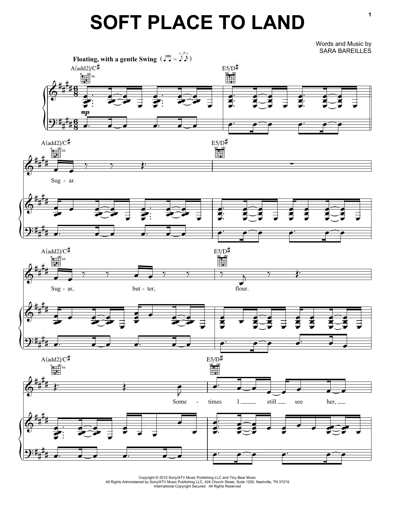 Sara Bareilles Soft Place To Land (from Waitress The Musical) sheet music notes and chords arranged for Piano, Vocal & Guitar Chords (Right-Hand Melody)