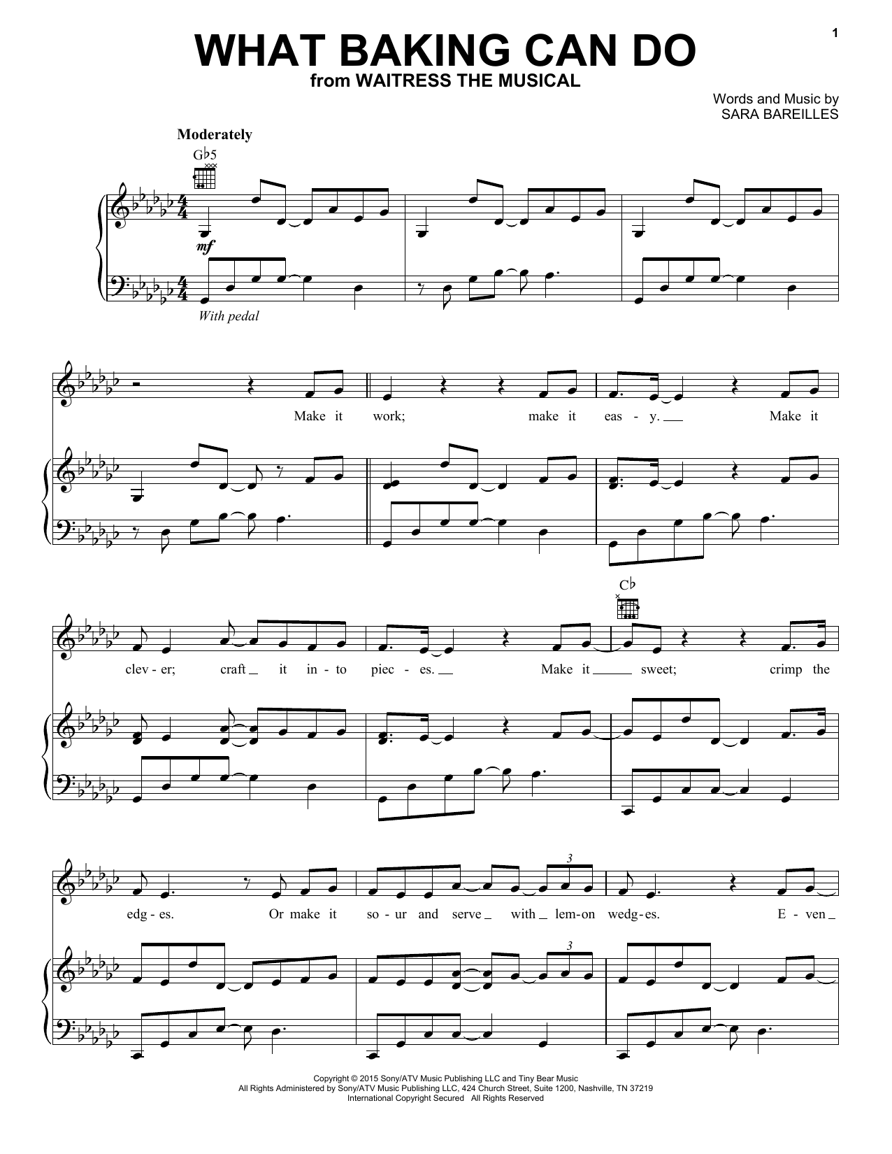 Sara Bareilles What Baking Can Do (from Waitress The Musical) sheet music notes and chords arranged for Easy Piano