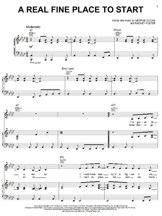 Sara Evans A Real Fine Place To Start sheet music notes and chords arranged for Piano, Vocal & Guitar Chords (Right-Hand Melody)