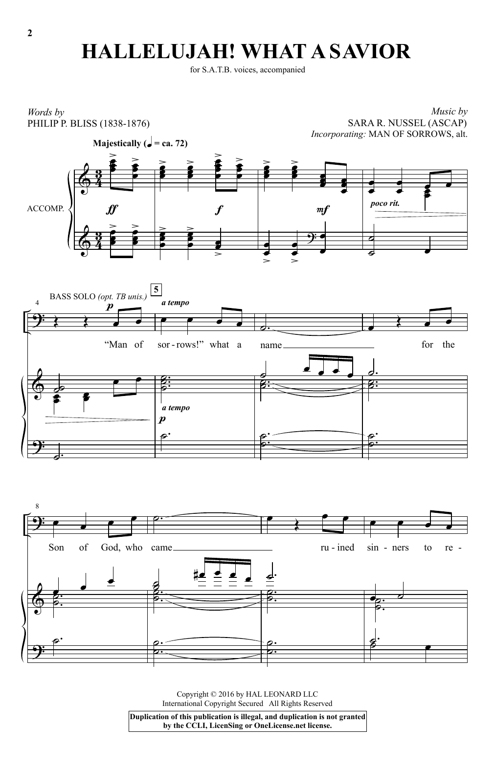 Sara R. Nussel Hallelujah! What A Savior sheet music notes and chords arranged for SATB Choir