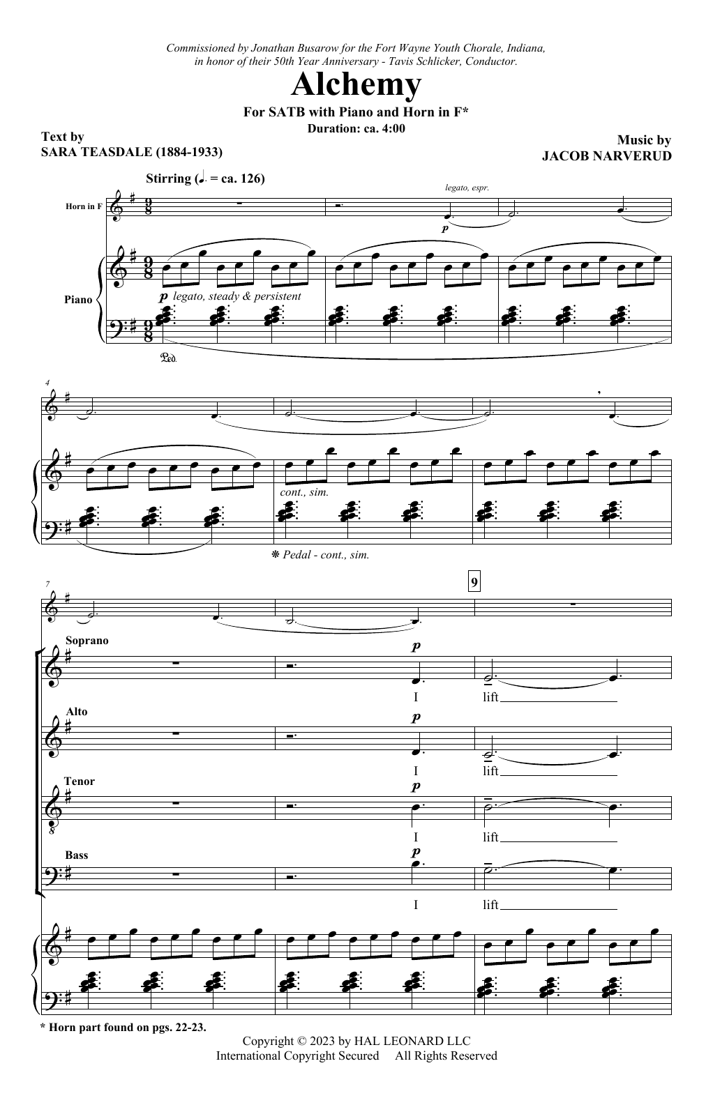 Sara Teasdale and Jacob Narverud Alchemy sheet music notes and chords arranged for SATB Choir