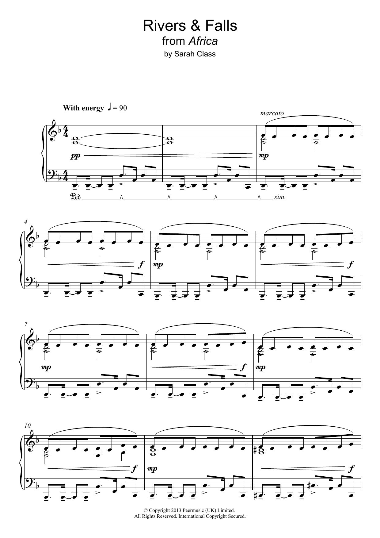 Sarah Class River & Falls sheet music notes and chords arranged for Piano Solo