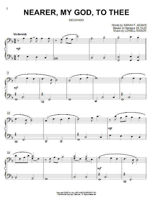 Sarah F. Adams Nearer, My God, To Thee sheet music notes and chords arranged for Easy Piano
