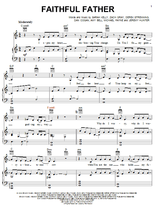 Sarah Kelly Faithful Father sheet music notes and chords arranged for Piano, Vocal & Guitar Chords (Right-Hand Melody)