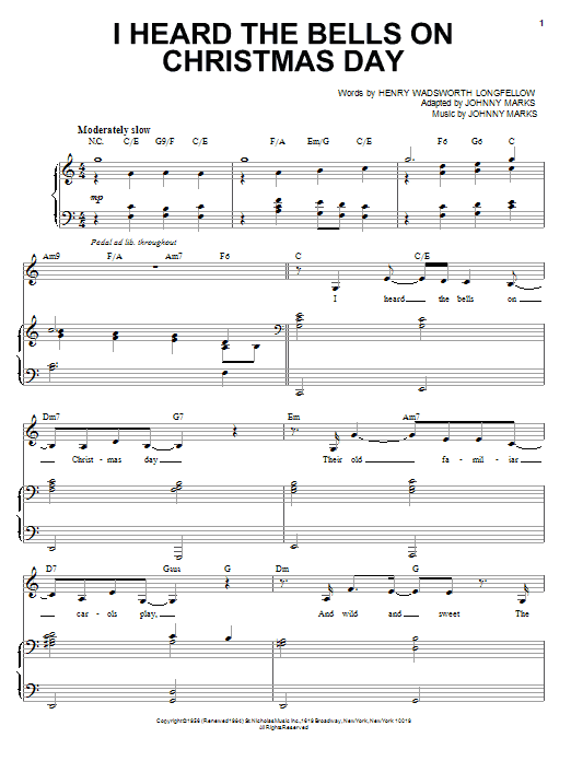 Sarah McLachlan I Heard The Bells On Christmas Day sheet music notes and chords arranged for Piano & Vocal