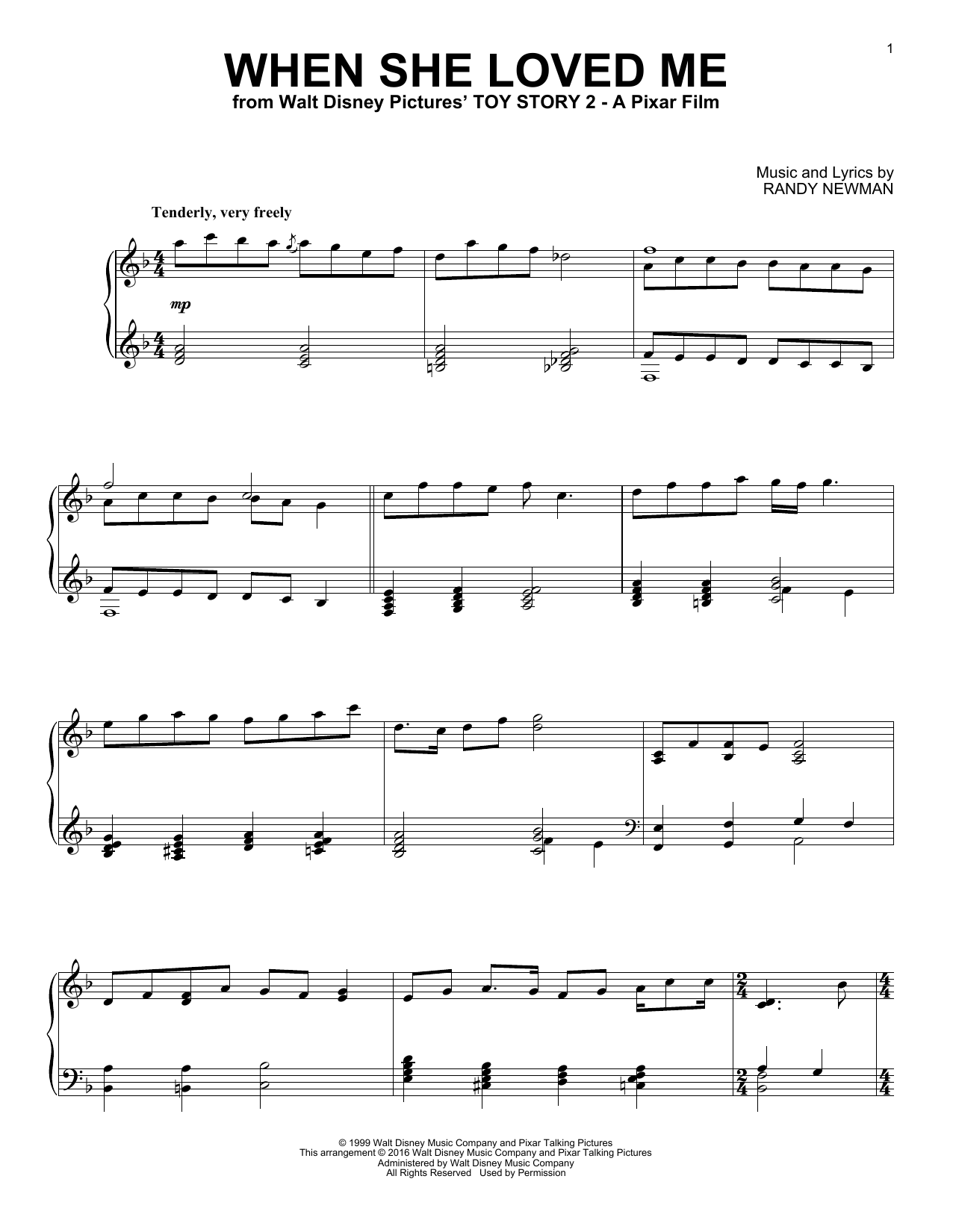 Sarah McLachlan When She Loved Me [Jazz version] (from Toy Story 2) sheet music notes and chords arranged for Piano Solo