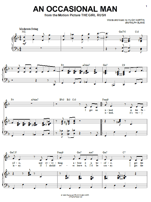 Sarah Vaughan An Occasional Man sheet music notes and chords arranged for Piano & Vocal