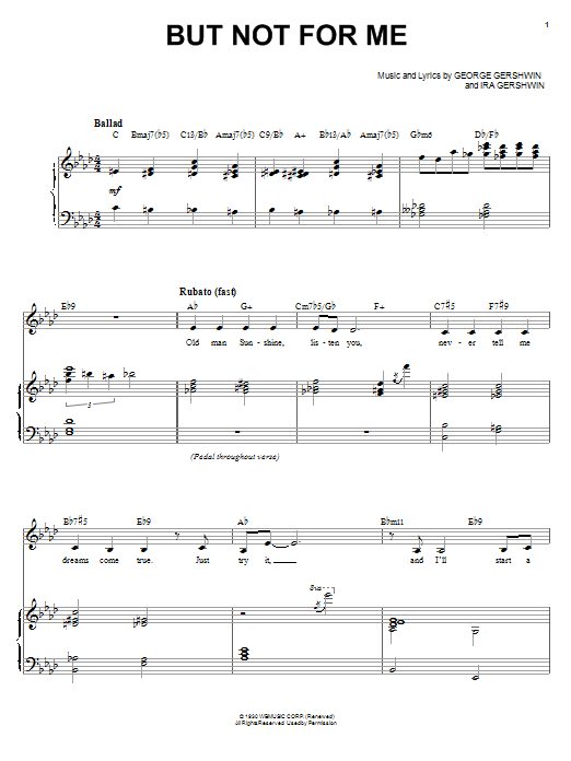 Sarah Vaughan But Not For Me sheet music notes and chords arranged for Piano & Vocal