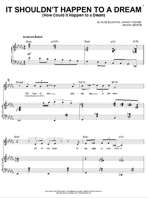 Sarah Vaughan It Shouldn't Happen To A Dream (How Could It Happen To A Dream) sheet music notes and chords arranged for Piano & Vocal