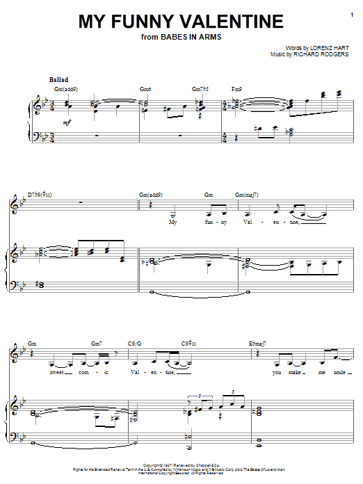 Sarah Vaughan My Funny Valentine sheet music notes and chords arranged for Piano & Vocal