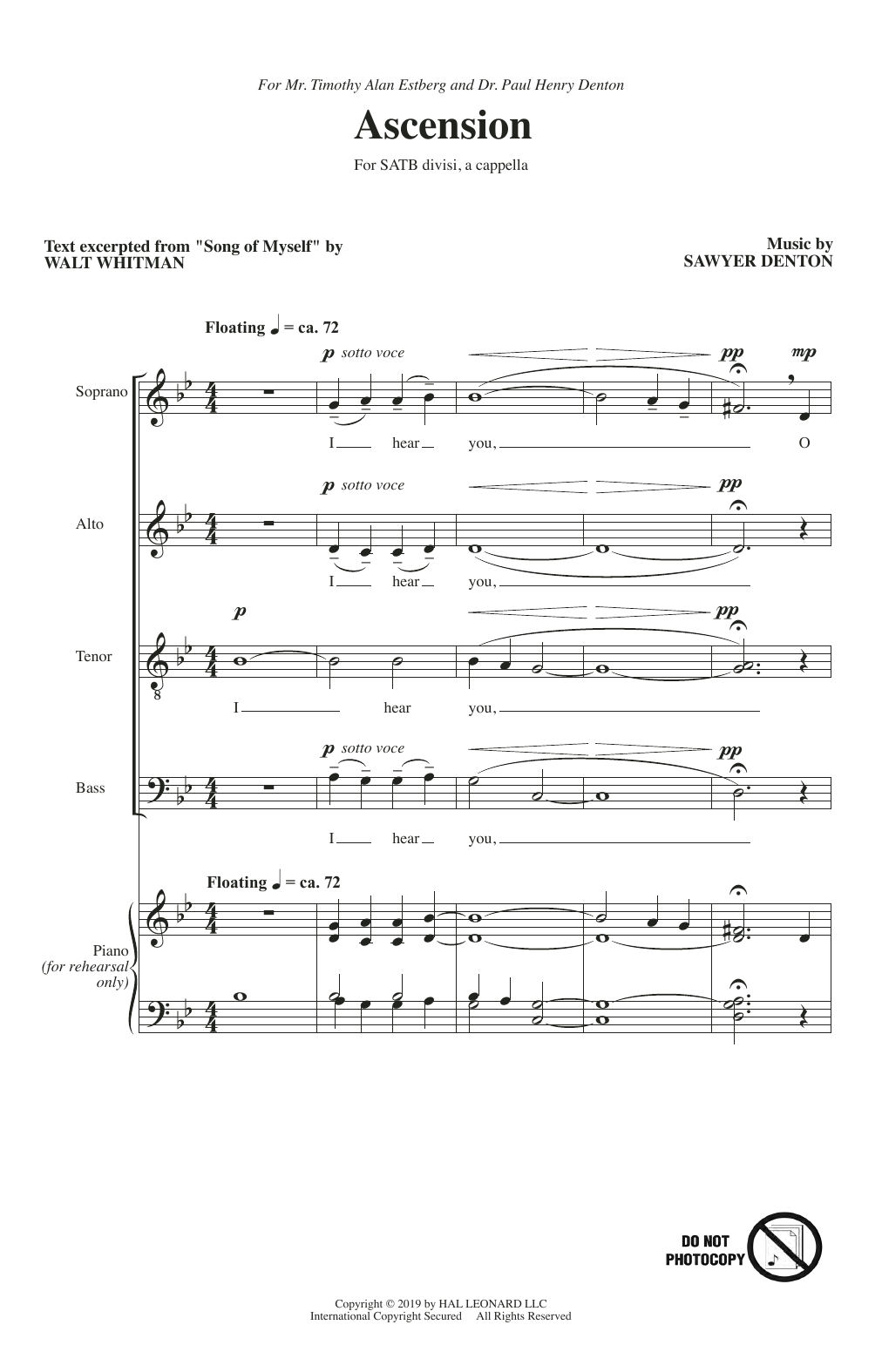 Sawyer Denton Ascension sheet music notes and chords arranged for SATB Choir