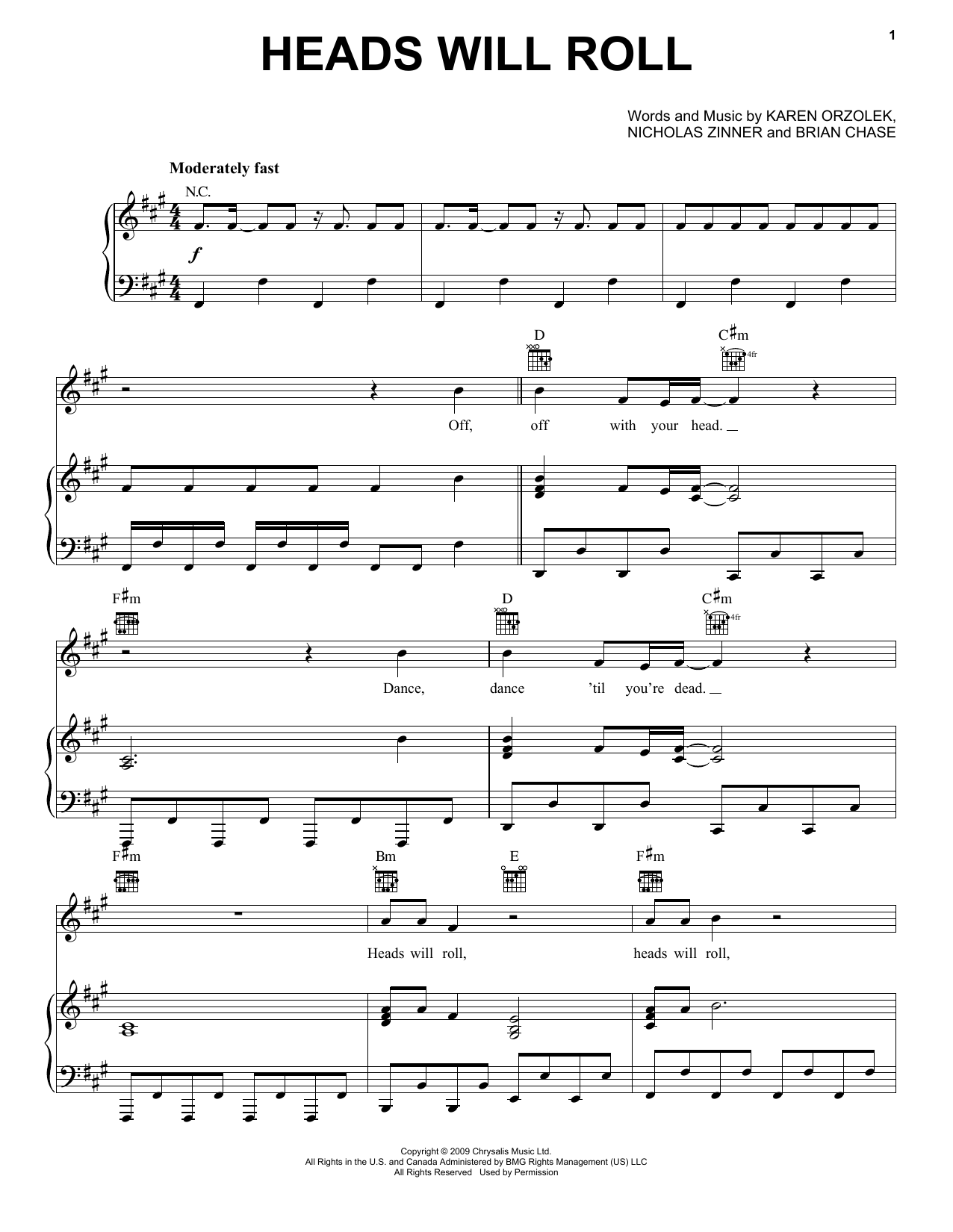Scarlett Johansson Heads Will Roll (from Sing 2) sheet music notes and chords arranged for Piano, Vocal & Guitar Chords (Right-Hand Melody)