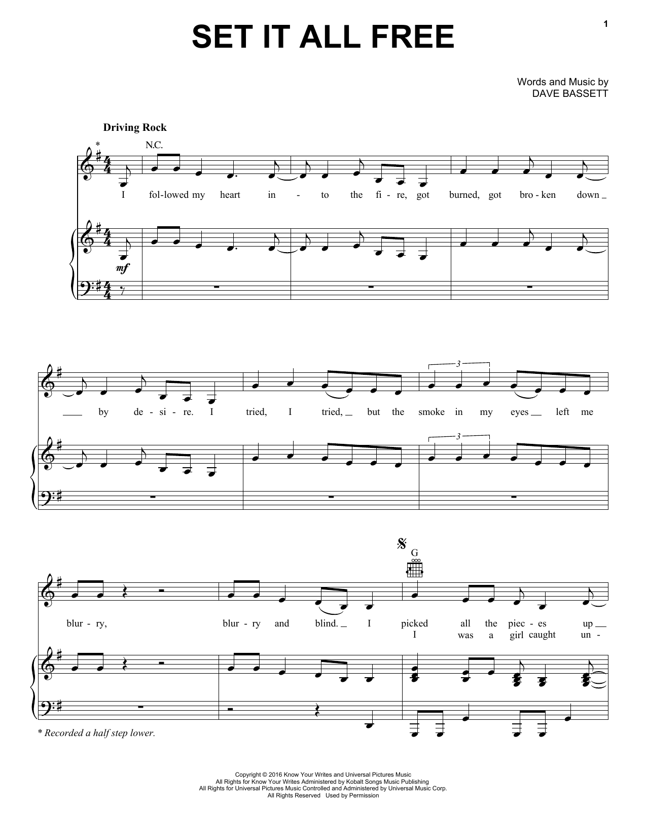 Scarlett Johansson Set It All Free sheet music notes and chords arranged for Piano, Vocal & Guitar Chords (Right-Hand Melody)