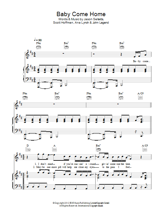 Scissor Sisters Baby Come Home sheet music notes and chords arranged for Piano, Vocal & Guitar Chords