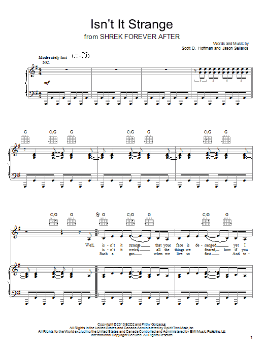 Scissor Sisters Isn't It Strange sheet music notes and chords arranged for Piano, Vocal & Guitar Chords (Right-Hand Melody)