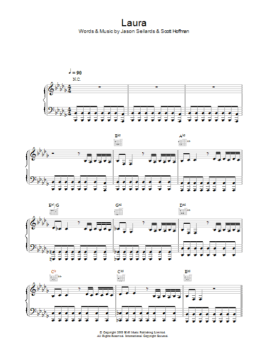 Scissor Sisters Laura sheet music notes and chords arranged for Piano, Vocal & Guitar Chords
