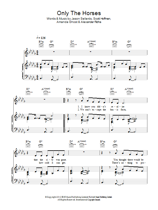 Scissor Sisters Only The Horses sheet music notes and chords arranged for Piano, Vocal & Guitar Chords