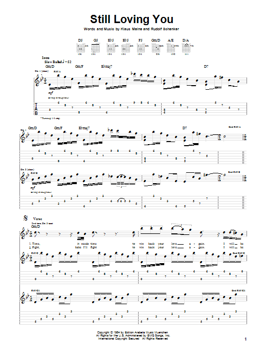 Scorpions Still Loving You sheet music notes and chords arranged for Piano, Vocal & Guitar Chords