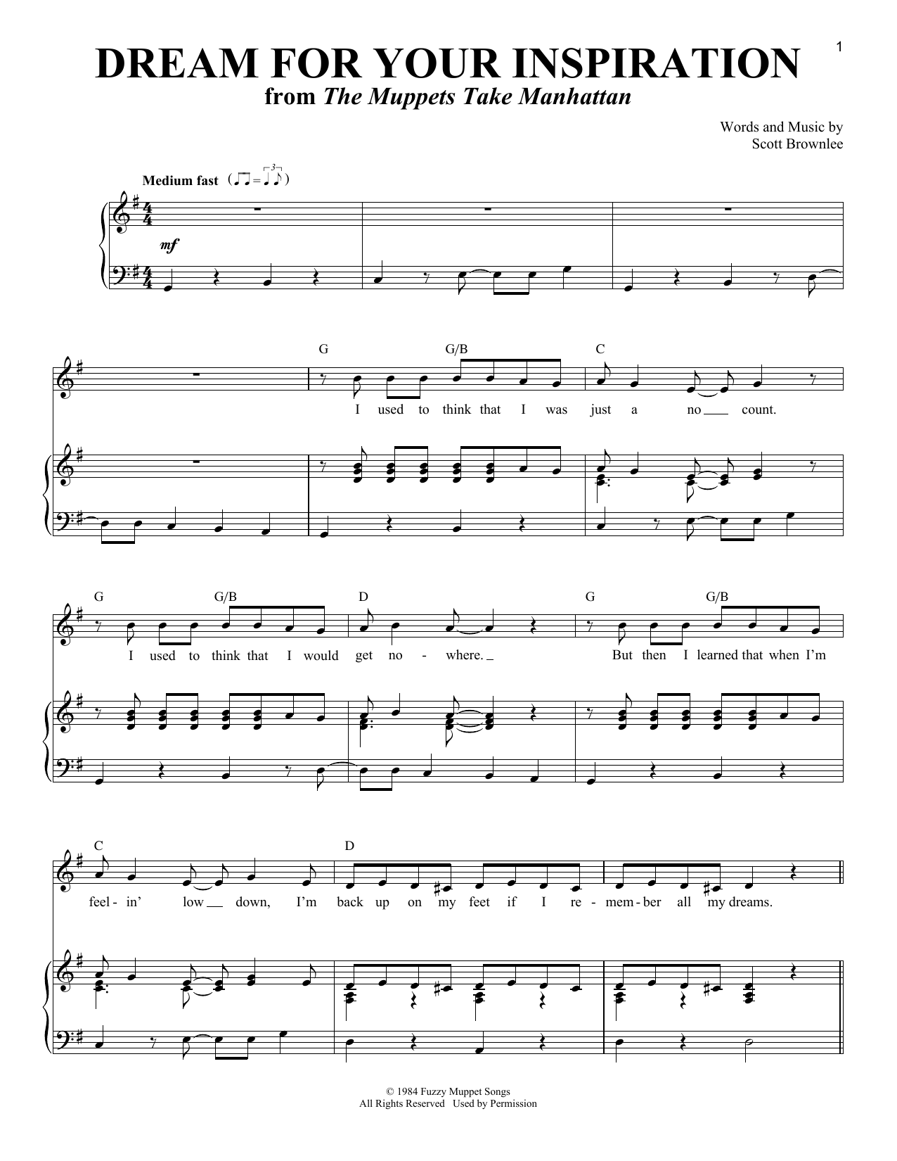 Scott Brownlee Dream For Your Inspiration sheet music notes and chords arranged for Piano & Vocal