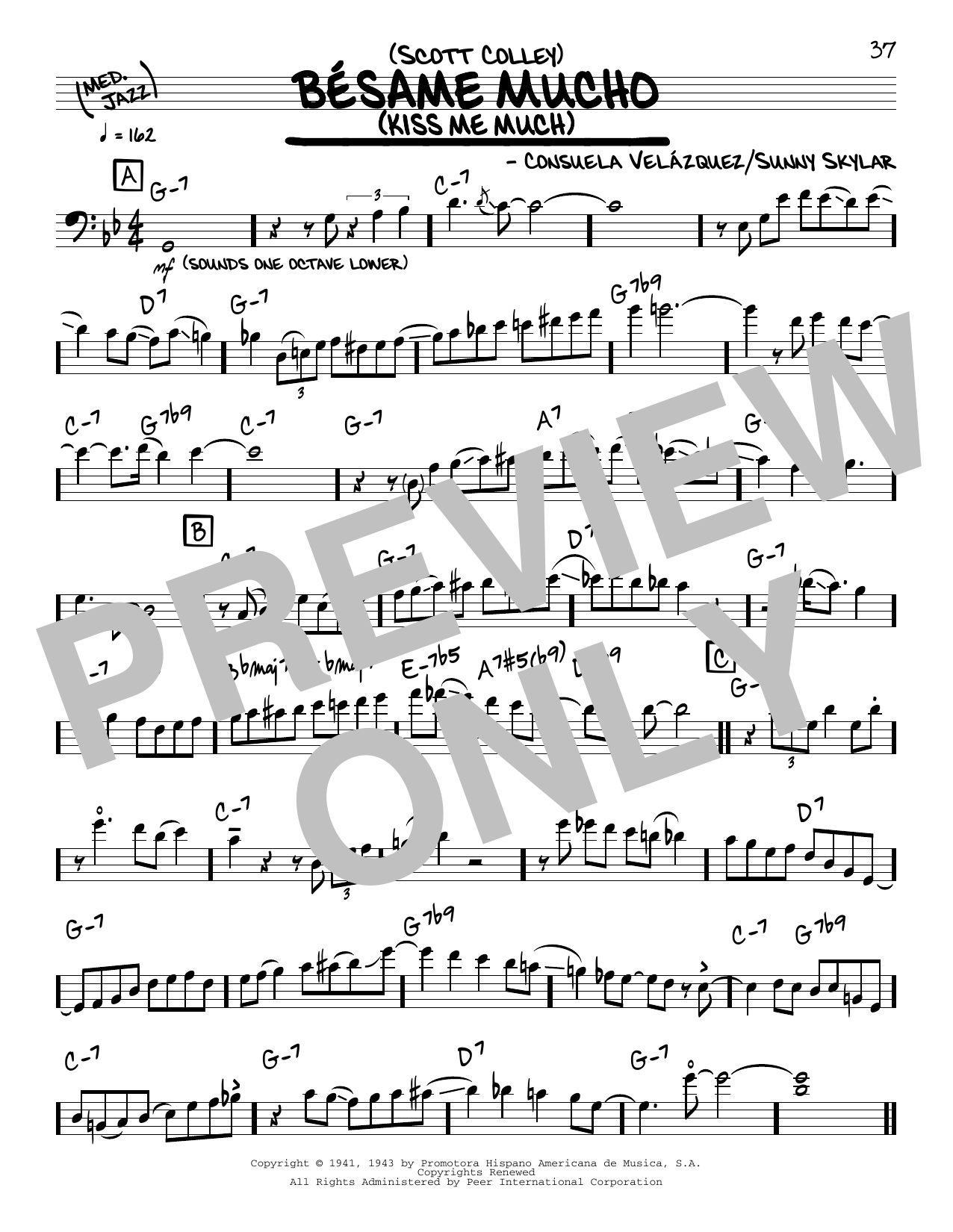 Scott Colley Bésame Mucho (Kiss Me Much) (solo only) sheet music notes and chords arranged for Real Book – Melody & Chords