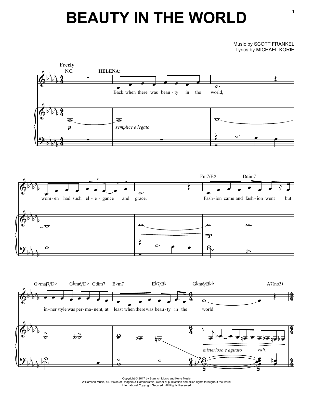 Scott Frankel & Michael Korie Beauty In The World sheet music notes and chords arranged for Piano & Vocal