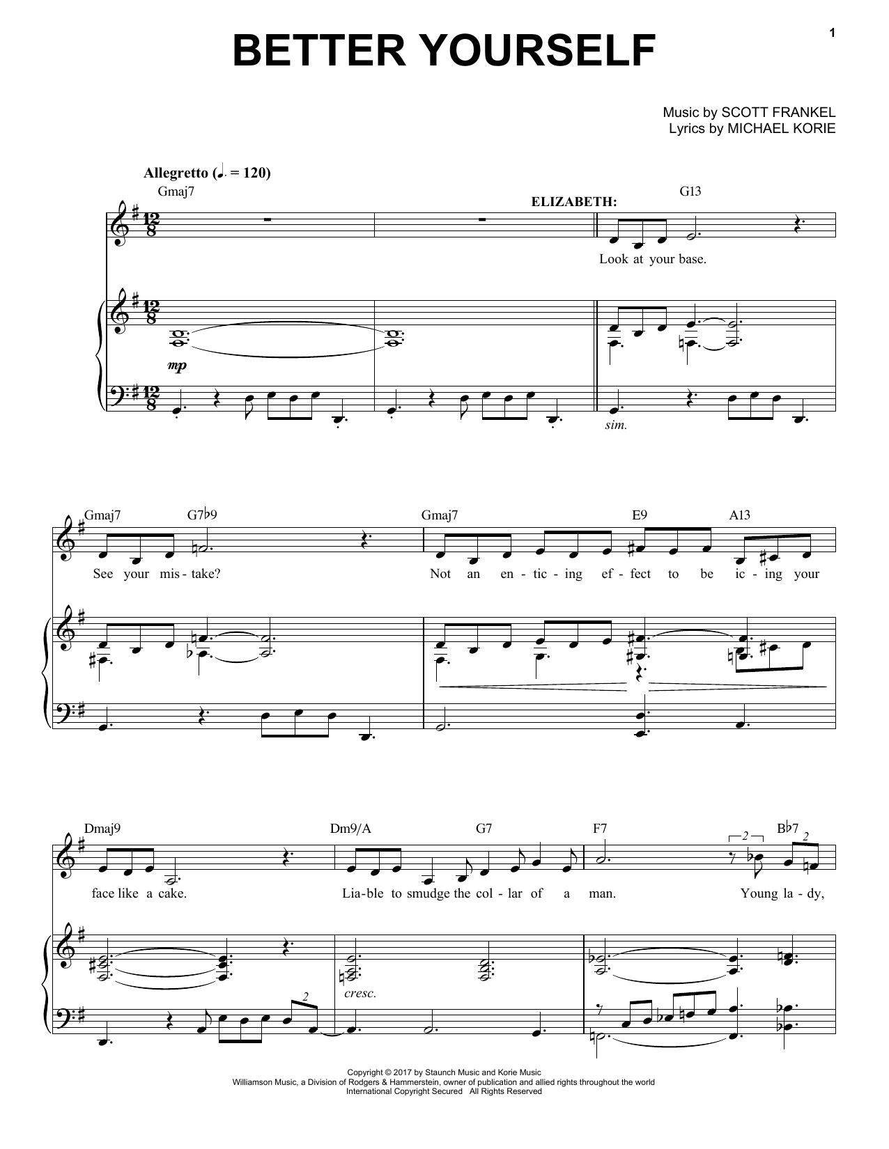 Scott Frankel & Michael Korie Better Yourself sheet music notes and chords arranged for Piano & Vocal