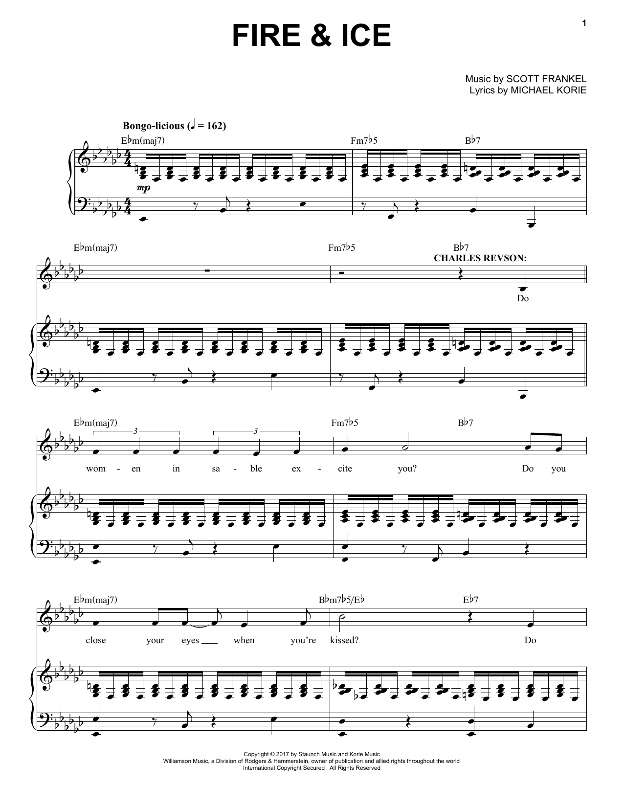 Scott Frankel & Michael Korie Fire & Ice sheet music notes and chords arranged for Piano & Vocal