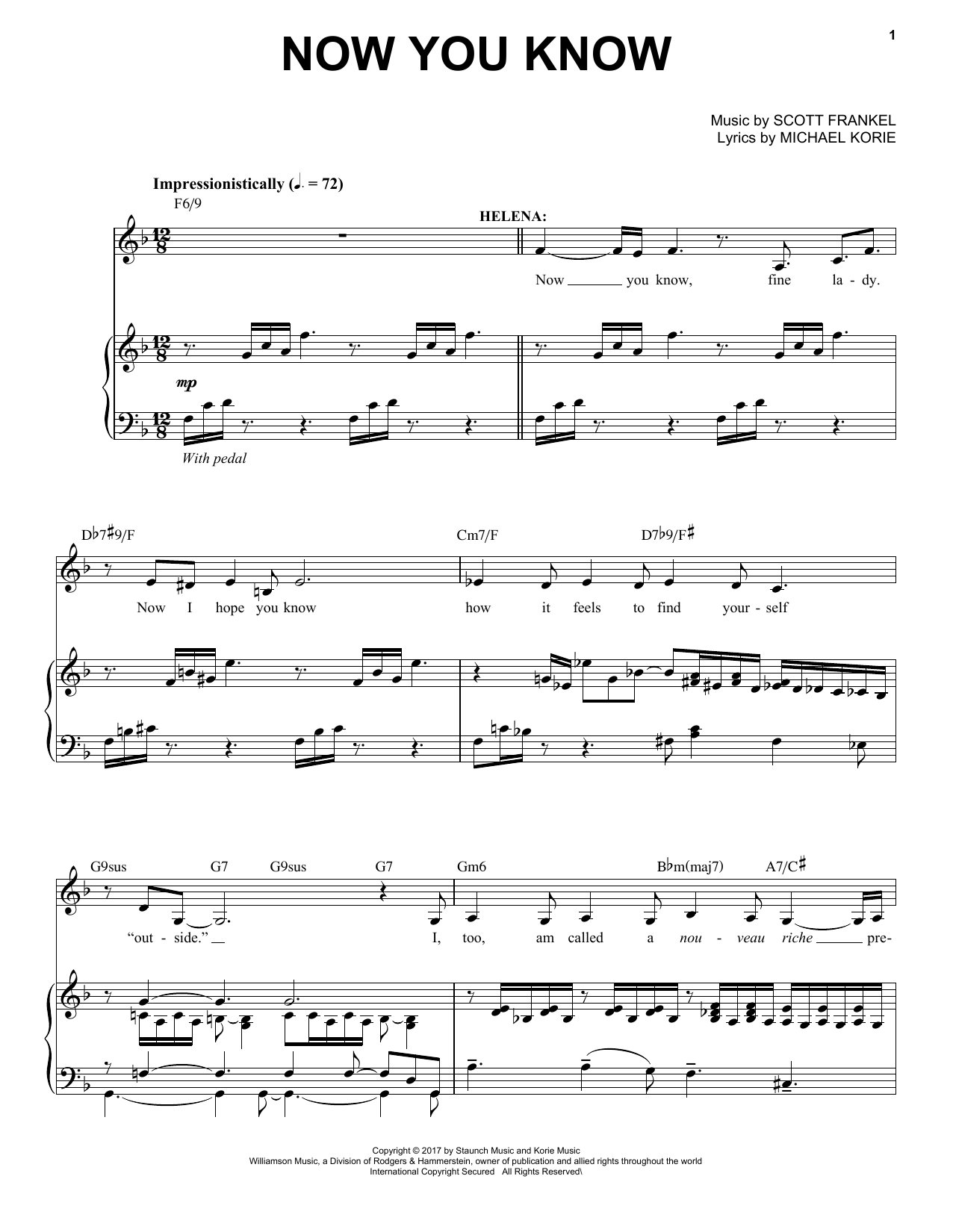 Scott Frankel & Michael Korie Now You Know sheet music notes and chords arranged for Piano & Vocal