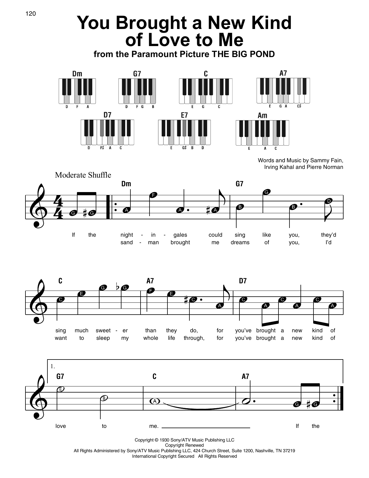 Scott Hamilton You Brought A New Kind Of Love To Me sheet music notes and chords arranged for Super Easy Piano