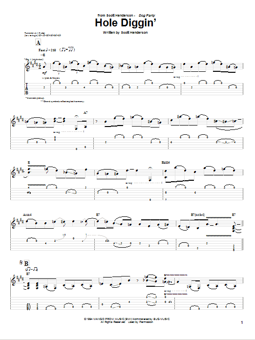 Scott Henderson Hole Diggin' sheet music notes and chords arranged for Guitar Tab