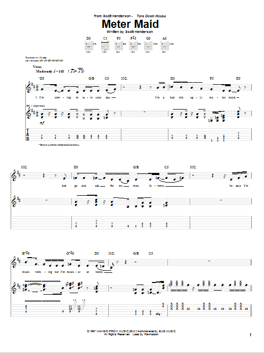 Scott Henderson Meter Maid sheet music notes and chords arranged for Guitar Tab
