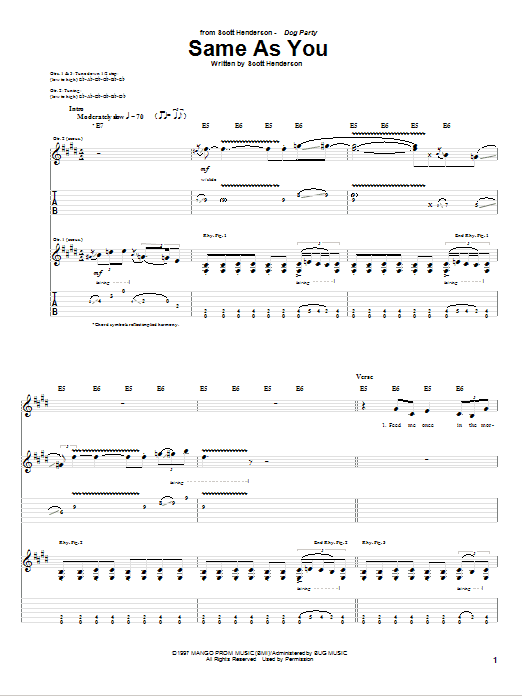 Scott Henderson Same As You sheet music notes and chords arranged for Guitar Tab