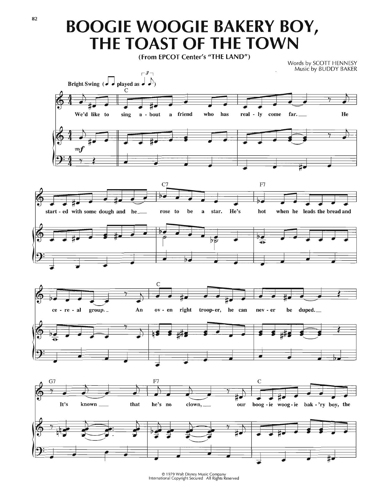 Scott Hennesy Boogie Woogie Bakery Boy, The Toast Of The Town sheet music notes and chords arranged for Piano, Vocal & Guitar Chords (Right-Hand Melody)