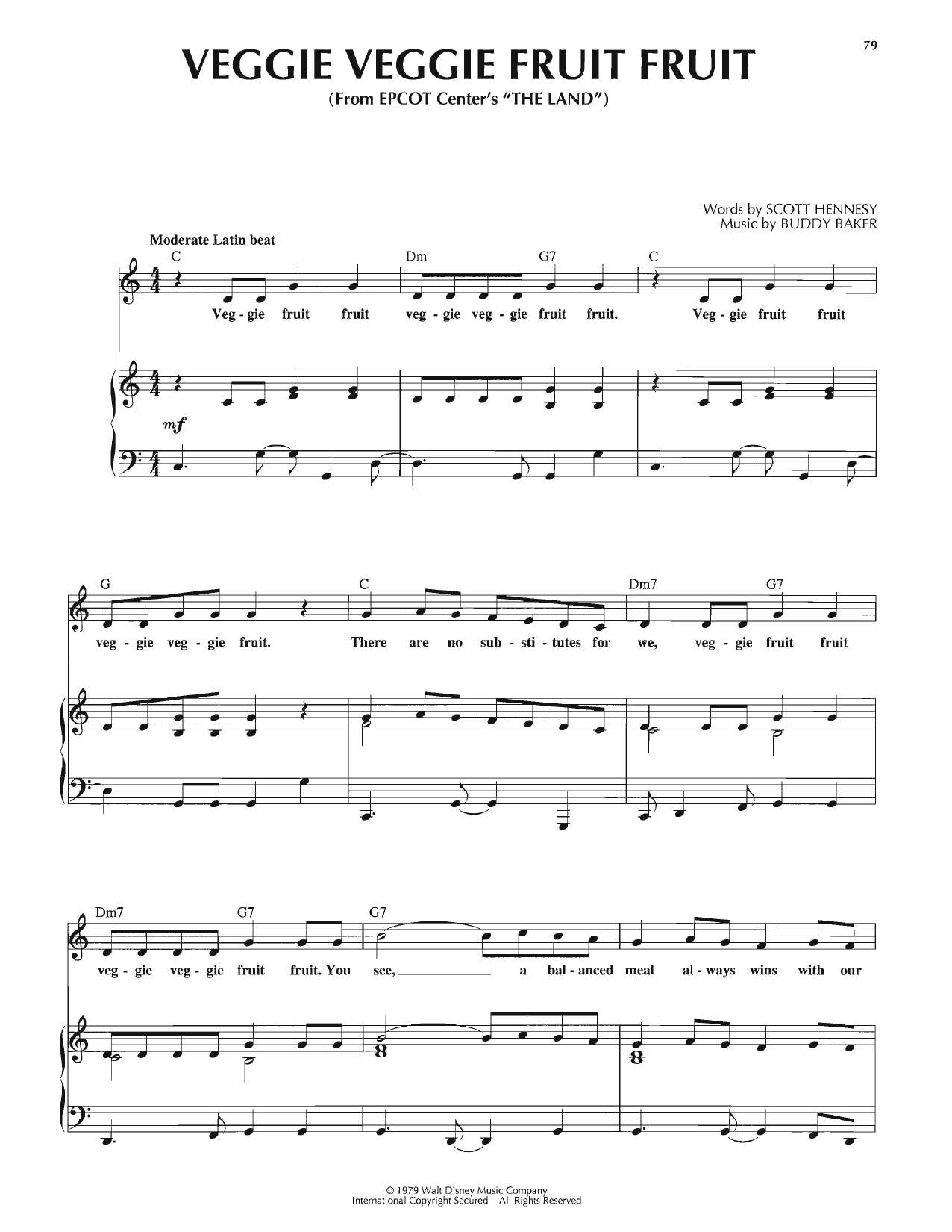 Scott Hennesy Veggie Veggie Fruit Fruit sheet music notes and chords arranged for Piano, Vocal & Guitar Chords (Right-Hand Melody)