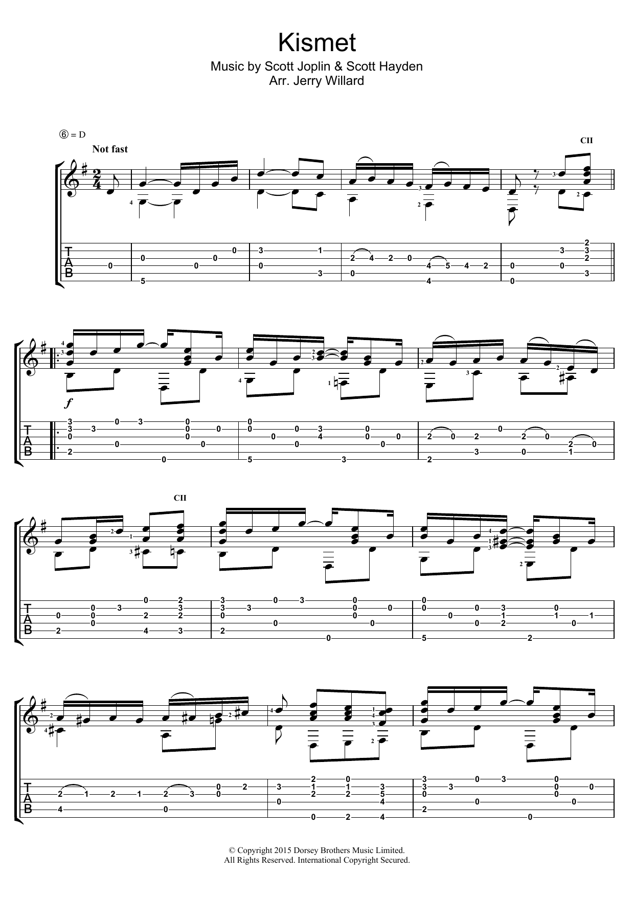 Scott Joplin Kismet sheet music notes and chords arranged for Guitar Tab