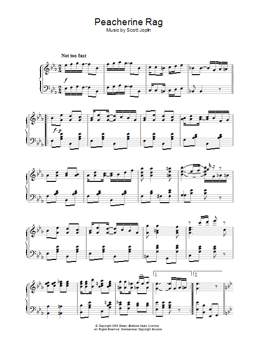 Scott Joplin Peacherine Rag sheet music notes and chords arranged for Piano Duet