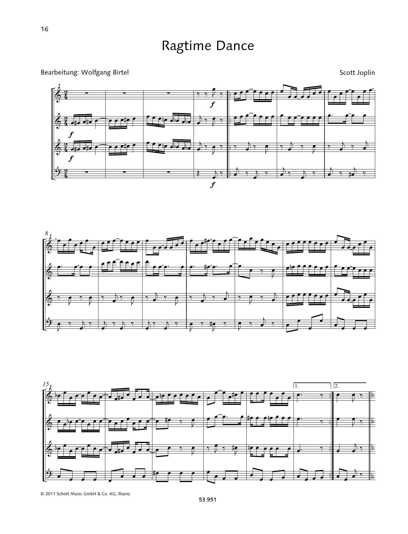 Scott Joplin Ragtime Dance sheet music notes and chords arranged for Woodwind Ensemble