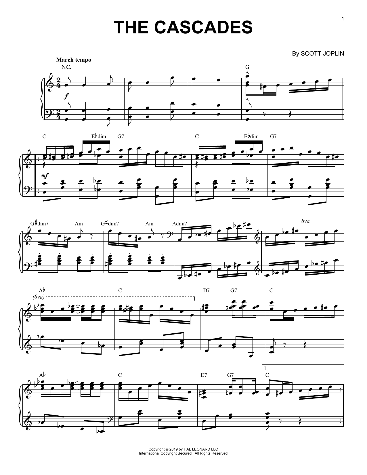 Scott Joplin The Cascades [Jazz version] sheet music notes and chords arranged for Piano Solo