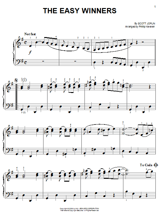 Scott Joplin The Easy Winners (arr. Phillip Keveren) sheet music notes and chords arranged for Easy Piano