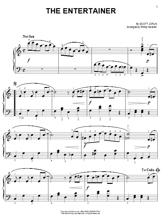 Scott Joplin The Entertainer (arr. Phillip Keveren) sheet music notes and chords arranged for Easy Piano