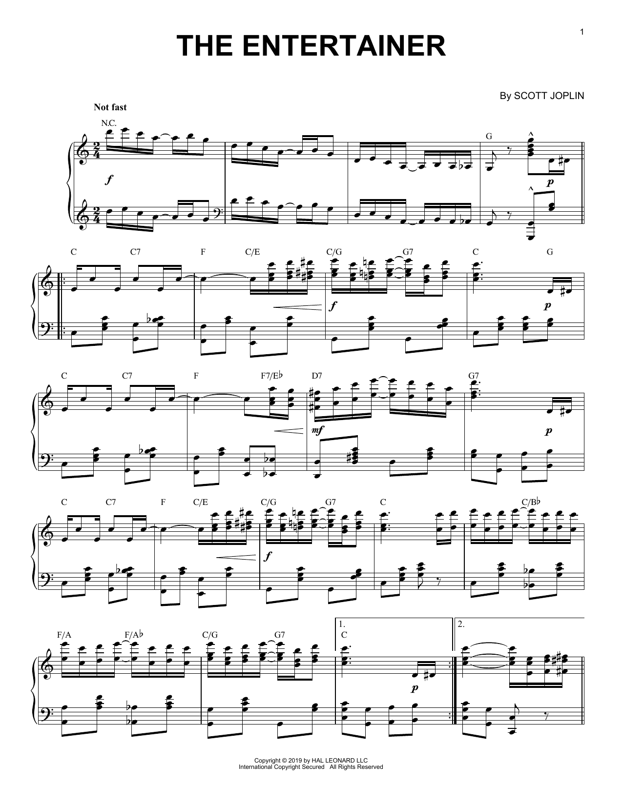 Scott Joplin The Entertainer [Jazz version] sheet music notes and chords arranged for Piano Solo