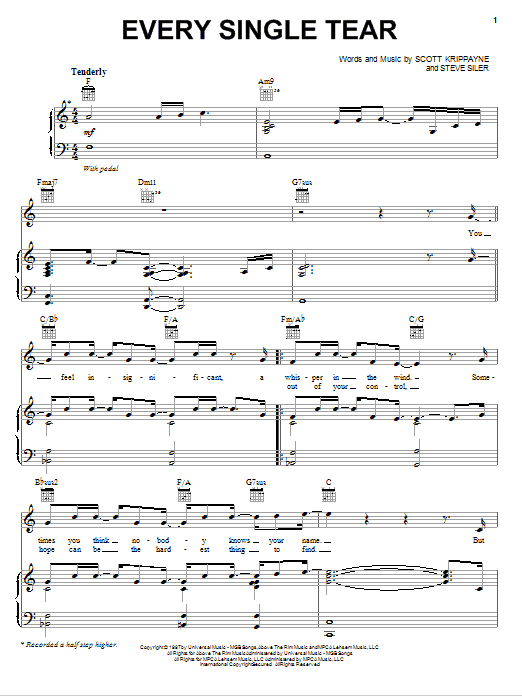 Scott Krippayne Every Single Tear sheet music notes and chords arranged for Piano, Vocal & Guitar Chords (Right-Hand Melody)