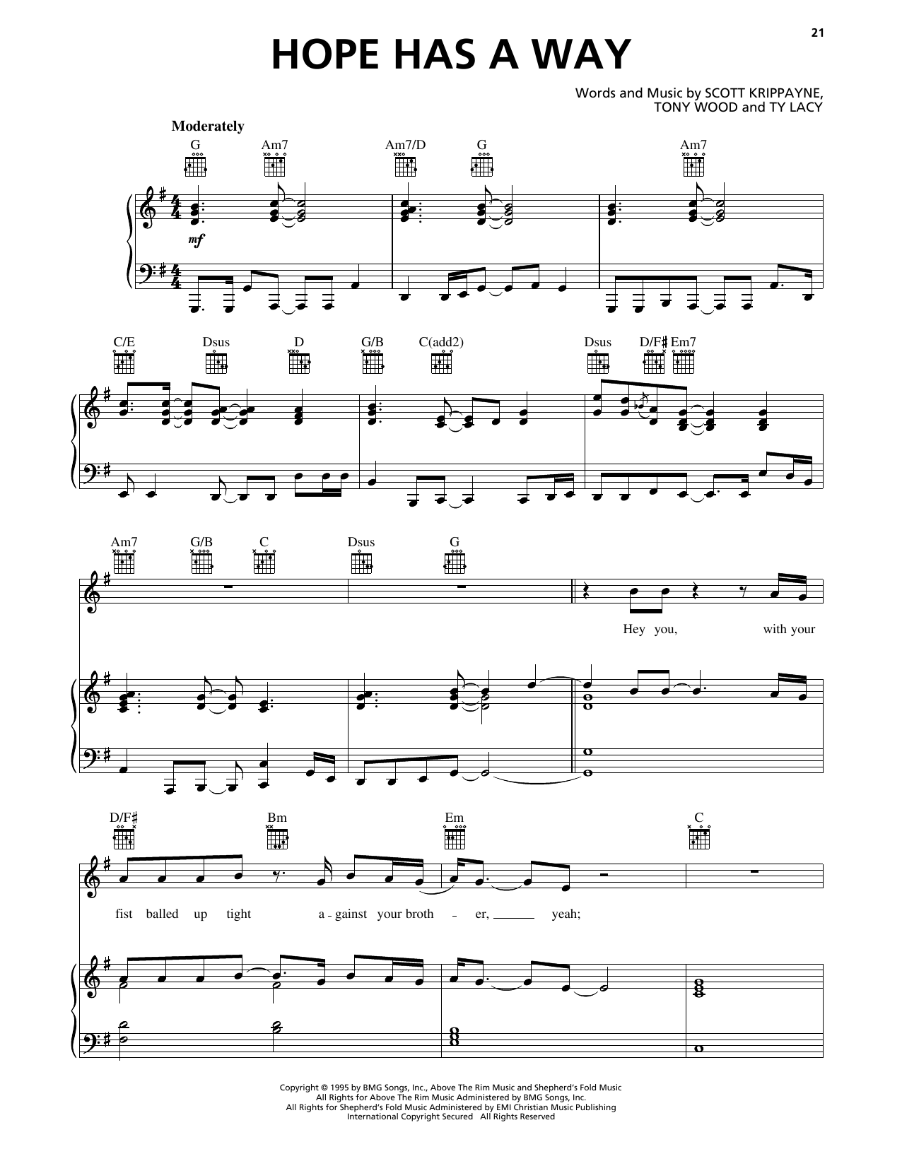 Scott Krippayne Hope Has A Way sheet music notes and chords arranged for Piano, Vocal & Guitar Chords (Right-Hand Melody)