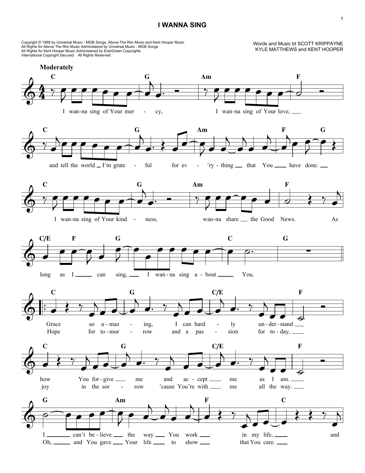 Scott Krippayne I Wanna Sing sheet music notes and chords arranged for Lead Sheet / Fake Book