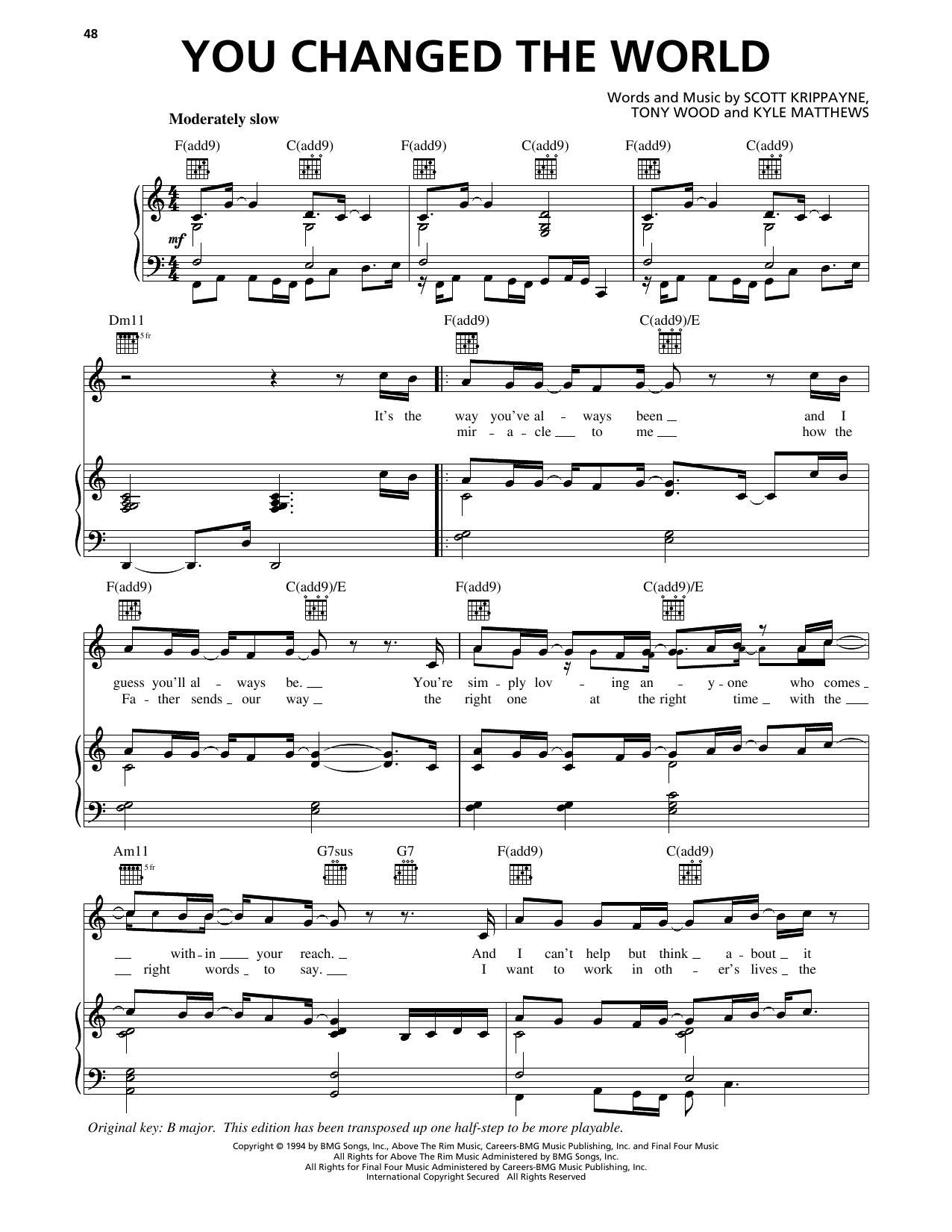 Scott Krippayne You Changed The World sheet music notes and chords arranged for Piano, Vocal & Guitar Chords (Right-Hand Melody)