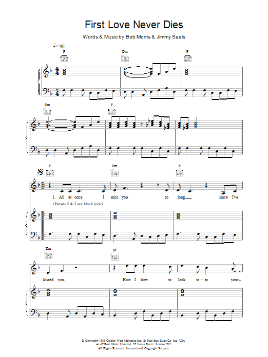Scott Walker First Love Never Dies sheet music notes and chords arranged for Piano, Vocal & Guitar Chords