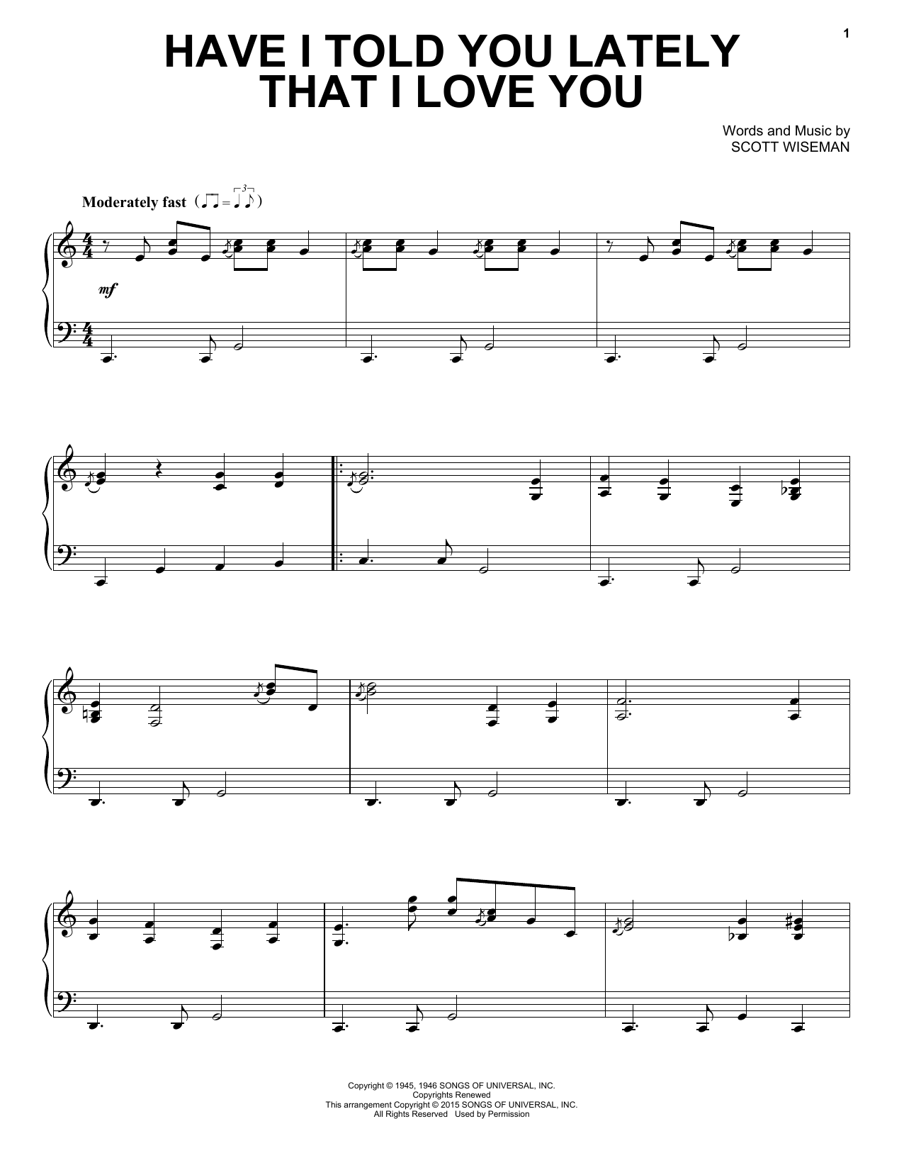 Scott Wiseman Have I Told You Lately That I Love You sheet music notes and chords arranged for ChordBuddy
