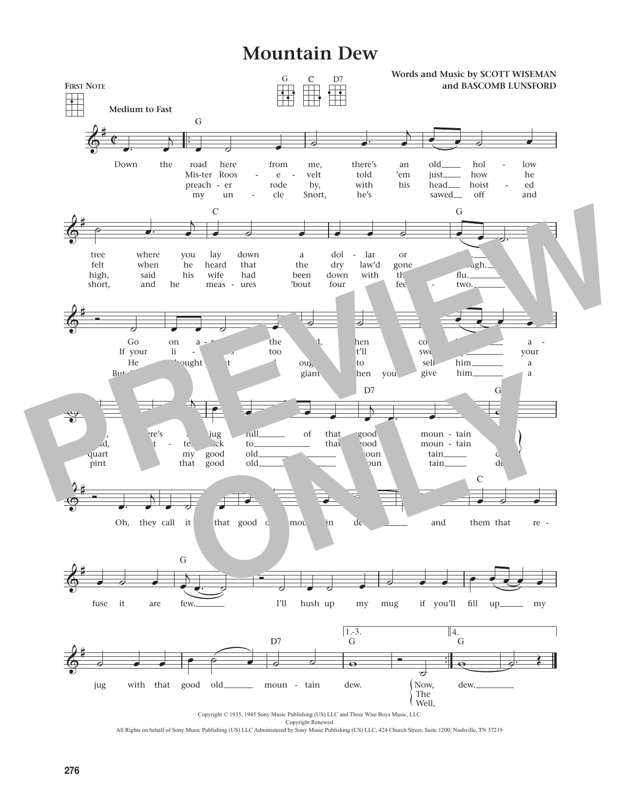 Scott Wiseman Mountain Dew (from The Daily Ukulele) (arr. Jim Beloff) sheet music notes and chords arranged for Ukulele