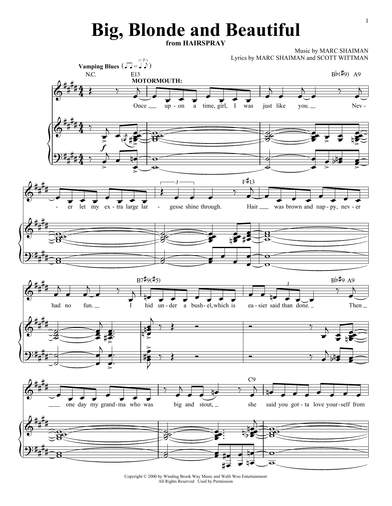 Scott Wittman Big, Blonde And Beautiful sheet music notes and chords arranged for Piano & Vocal