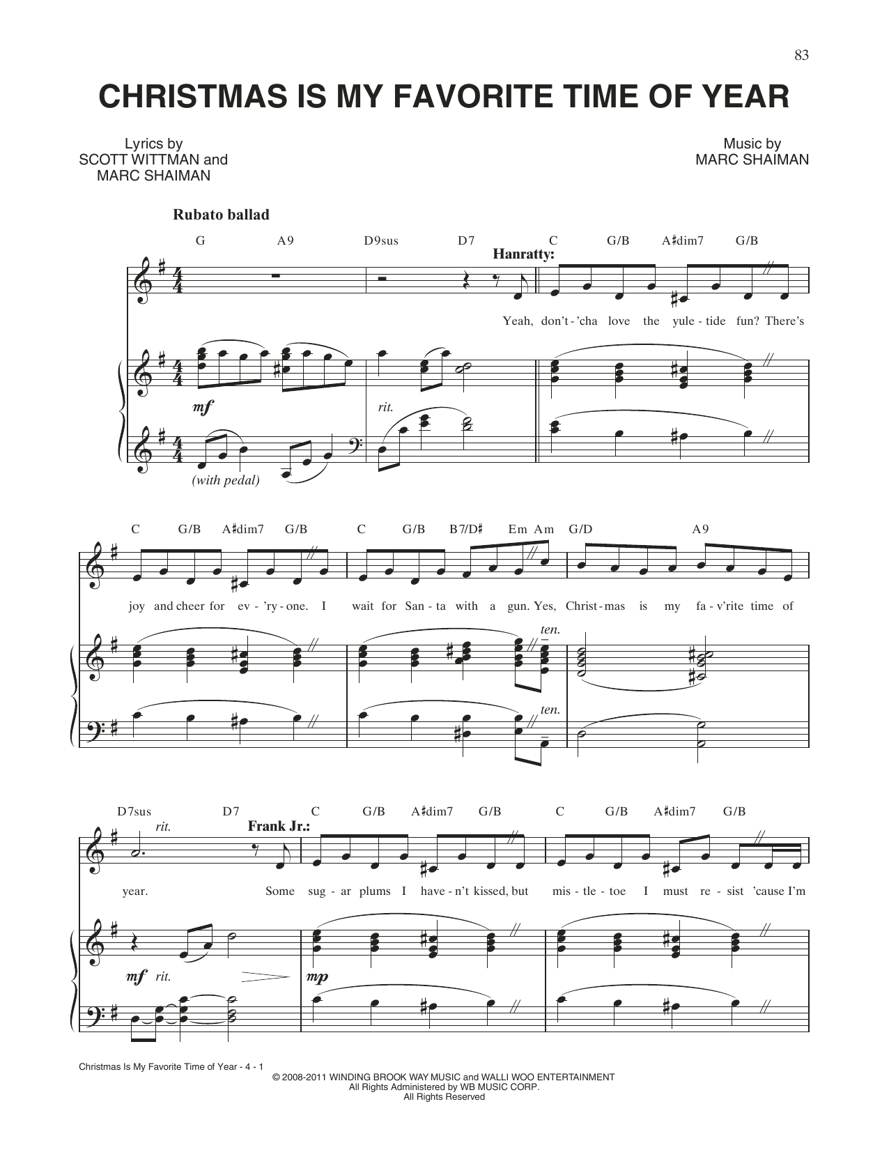 Scott Wittman Christmas Is My Favorite Time Of Year (from Catch Me If You Can) sheet music notes and chords arranged for Piano & Vocal